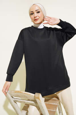 Basic Scuba Sweatshirt Siyah - Tunik