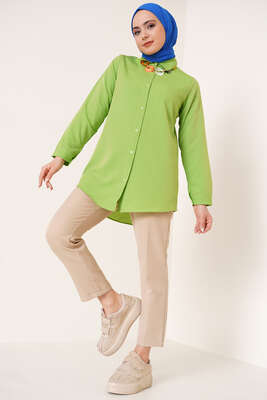 Basic Serisi Gömlek Fıstık Yeşili - Gömlek