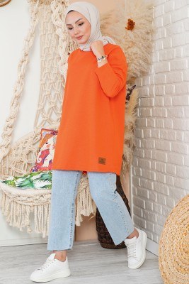Basic Sweatshirt Oranj Tunik - Thumbnail