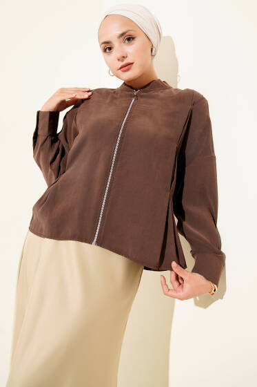 Basic Tensel Hırka Kahve - Hırka