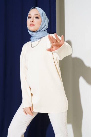 Basic Triko Tunik Bej - Triko
