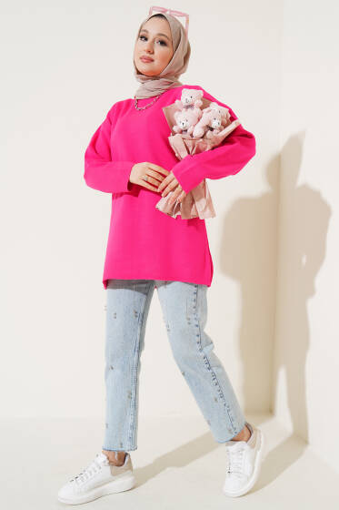 Basic Triko Tunik Fuşya - Triko