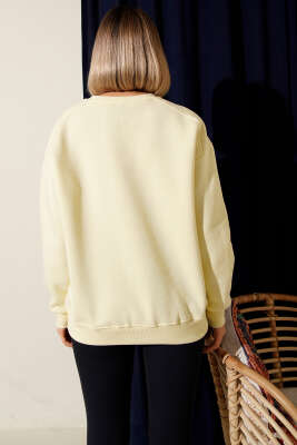 Basic Üç İplik Kısa Sweatshirt Lime - Kadın Giyim Modelleri