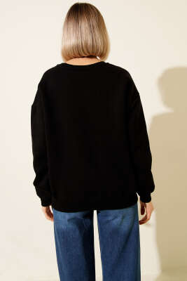 Basic Üç İplik Kısa Sweatshirt Siyah - Kadın Giyim Modelleri