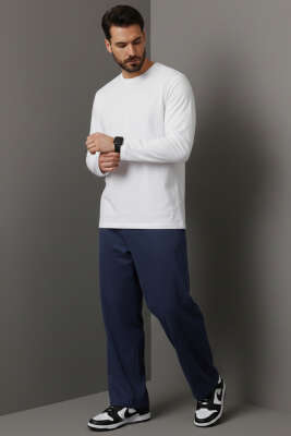 Basic Uzun Kol Sweatshirt Beyaz - Erkek Sweatshirt