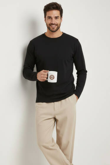 Basic Uzun Kol Sweatshirt Siyah - Erkek Sweatshirt
