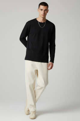 Basic Uzun Kollu Erkek Sweatshirt Siyah - Erkek Sweatshirt