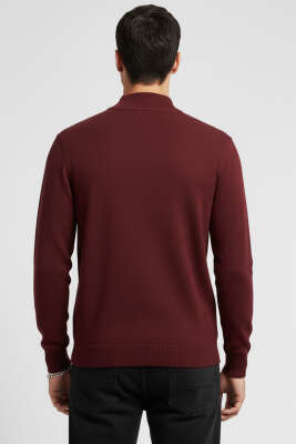 Basic Yarım Balıkçı Erkek Kazak Bordo - Erkek Kazak