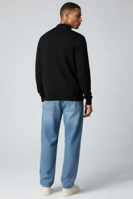 Basic Yarım Balıkçı Erkek Kazak Siyah - Erkek Kazak