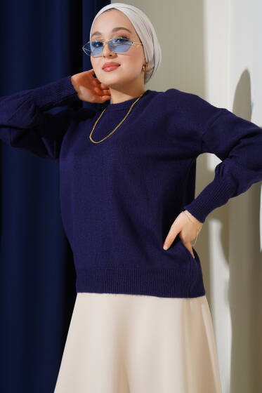 Basic Yumoş Triko Kazak Lacivert - Triko Kazak