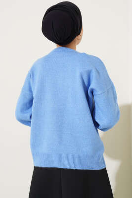 Basic Yumoş Triko Kazak Mavi - Kadın Giyim Modelleri