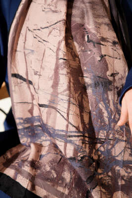 Baskı Desen Bambu Kraş Şal Siyah - Başörtüsü