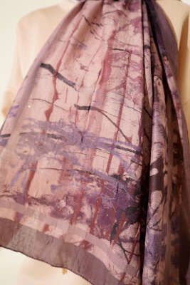 Baskı Desen Bambu Kraş Şal Soft Kahve - Başörtüsü