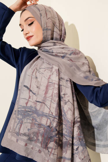 Baskı Desen Bambu Kraş Şal Taş - Başörtüsü