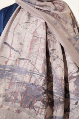 Baskı Desen Bambu Kraş Şal Taş - Başörtüsü