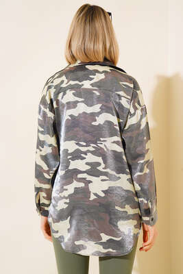 Baskı Dokuma Parlak Gömlek Kamuflaj - Kadın Giyim Modelleri