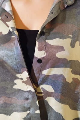 Baskı Dokuma Parlak Gömlek Kamuflaj - Kadın Giyim Modelleri