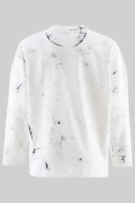 Baskılı Batik Erkek Sweatshirt Ekru - Erkek Sweatshirt