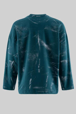 Baskılı Batik Erkek Sweatshirt Petrol - Erkek Sweatshirt