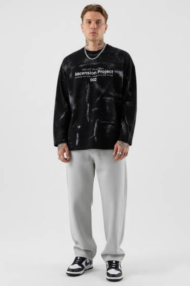 Baskılı Batik Erkek Sweatshirt Siyah - Erkek Sweatshirt