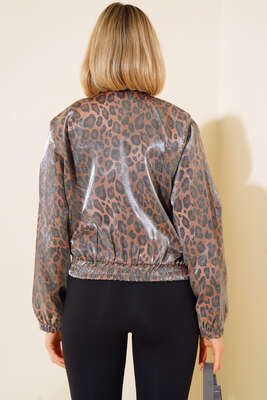 Baskılı Dokuma Ceket Leopar - Kadın Giyim Modelleri