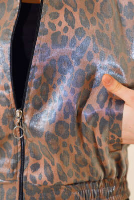 Baskılı Dokuma Ceket Leopar - Kadın Giyim Modelleri