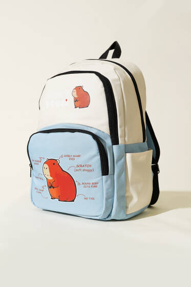 Baskılı Sırt Çantası Bebe Mavi - Sırt Çantası