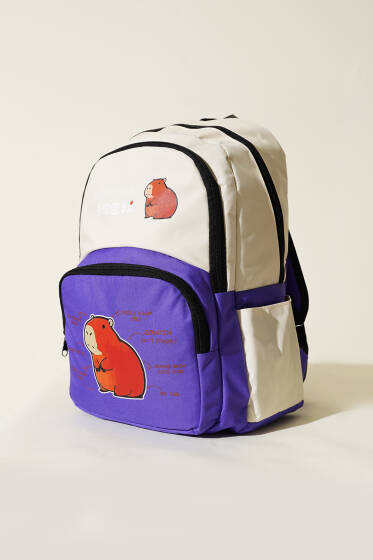 Baskılı Sırt Çantası Lila - Sırt Çantası