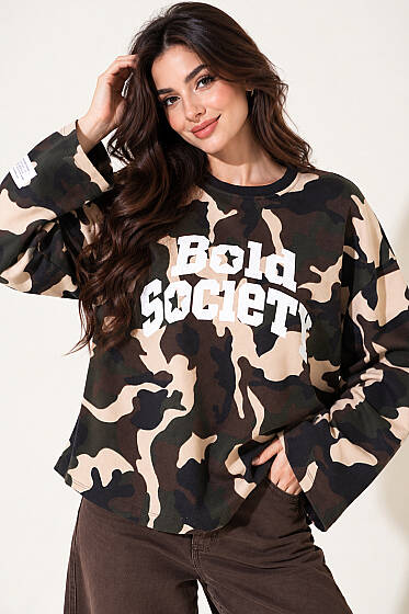 Baskılı Sweatshirt Kamuflaj - Kadın Giyim Modelleri