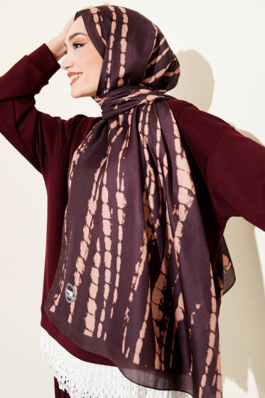 Batik Akış Çizgili Soft Şal Acı Kahve - Başörtüsü