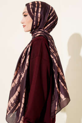 Batik Akış Çizgili Soft Şal Acı Kahve - Başörtüsü