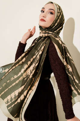 Batik Akış Çizgili Soft Şal Haki - MODA KAPRİS