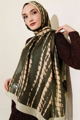 Batik Akış Çizgili Soft Şal Haki - Başörtüsü