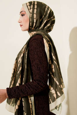 Batik Akış Çizgili Soft Şal Haki - Başörtüsü