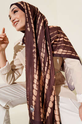 Batik Akış Çizgili Soft Şal Kahve - MODA KAPRİS