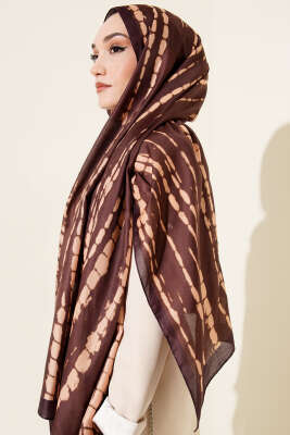 Batik Akış Çizgili Soft Şal Kahve - Başörtüsü