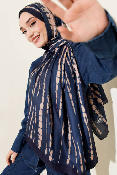Batik Akış Çizgili Soft Şal Lacivert - Başörtüsü