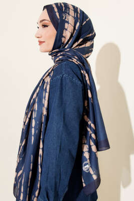 Batik Akış Çizgili Soft Şal Lacivert - Başörtüsü