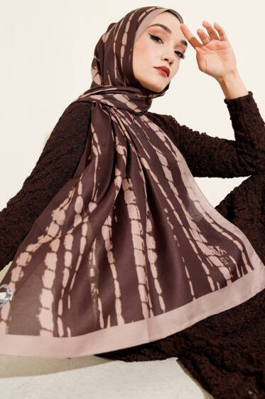 Batik Akış Çizgili Soft Şal Latte - Başörtüsü