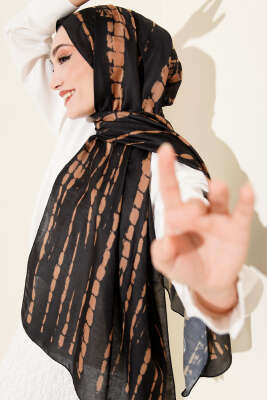 Batik Akış Çizgili Soft Şal Siyah 