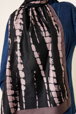 Batik Akış Çizgili Soft Şal Siyah Vizon - Başörtüsü