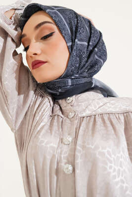 Batik Çini Desen Soft Eşarp Antrasit 