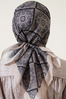 Batik Çini Desen Soft Eşarp Bej - Başörtüsü