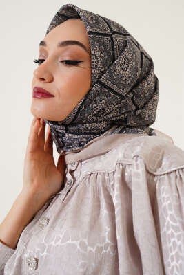Batik Çini Desen Soft Eşarp Bej - Başörtüsü