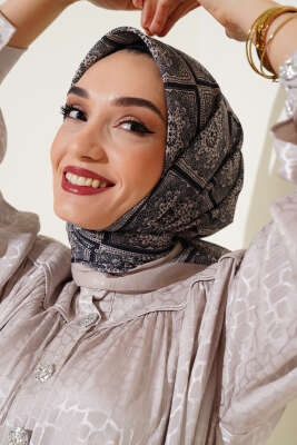Batik Çini Desen Soft Eşarp Bej 