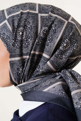 Batik Çini Desen Soft Eşarp Füme - Başörtüsü