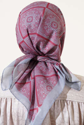Batik Çini Desen Soft Eşarp Gri - Başörtüsü