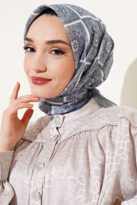 Batik Çini Desen Soft Eşarp Kayrak Grisi - Başörtüsü