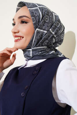 Batik Çini Desen Soft Eşarp Siyah - Başörtüsü
