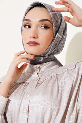 Batik Çini Desen Soft Eşarp Vizon - Başörtüsü